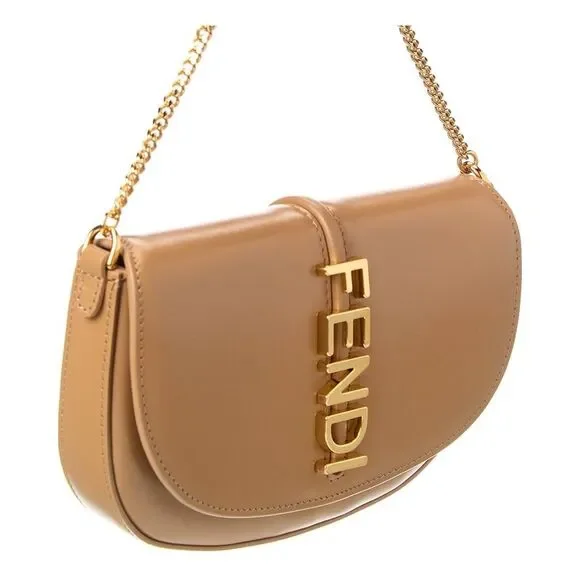 Fendi Fendigraphy Leather Wallet On Chain, Brown - Picture 3 of 4